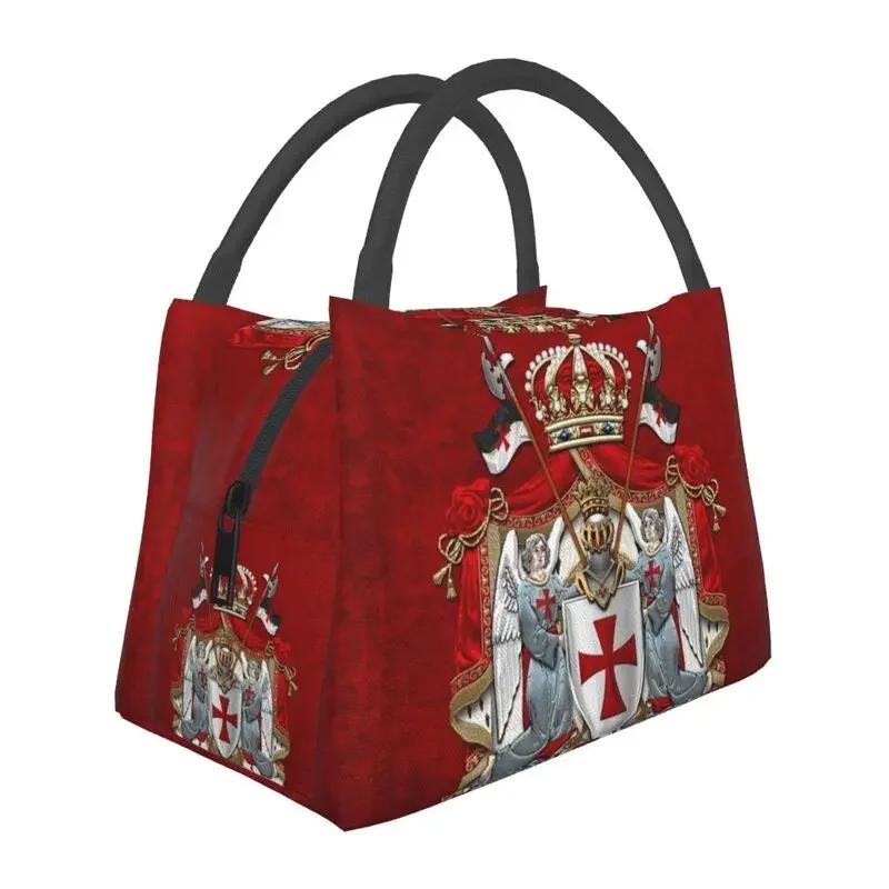 Flagge der Tempelritter Tragbare Lunchbox Kriegerkreuz Thermokühltasche Lebensmittelisoliert Lunchtasche Büro Arbeit Picknickbehälter