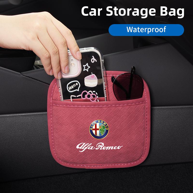 TKJLP1 Plaid Self-Adhesive Storage Hanging Bag For Alfa Romeo Giulietta 159 147 156 166 Mito Giulia GT Stelvio Tonale