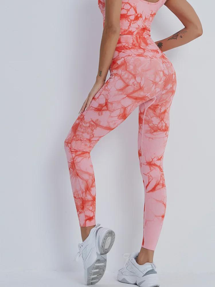 Stylish Tie-Dye Yoga Apparel: Women's Backless Tops, Yoga Vests, Running Pants, Sports Bras, and Fitness Outfits for Summer.