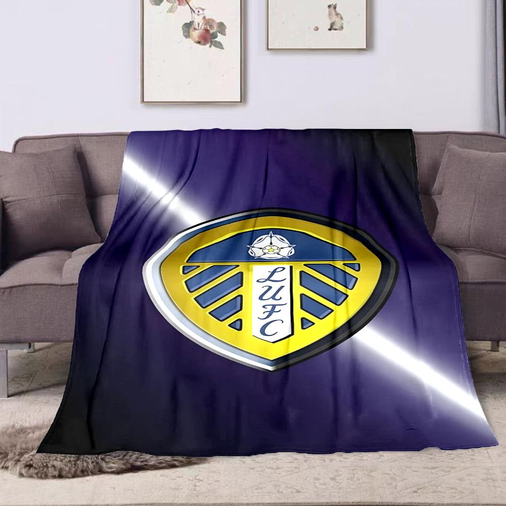 Leeds United Badge Design Patterned flannel blanket perfect for the bedroom living room, sofa, or a little nap