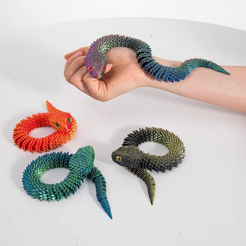 Multicolor 3D Printed Snake 30/45cm 3D Printing Model Snake Ornament Car Decoration