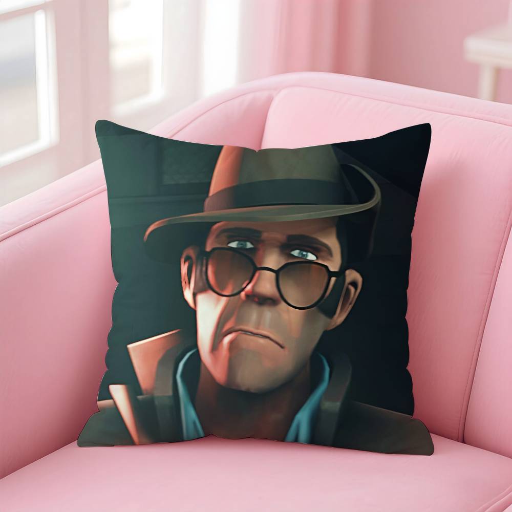 Game Hot T-Team F-Fortress 2 TF2 Pillow Case Safe Custom Photo Pillow, Anti-fade Brushed Fleece Cushion, Maternal & Infant Safe.