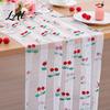 Seasonal Fruit Table Runner Sheer Tulle Lemon Pattern Cherry Runner Strawberry Summer Wedding Reception Tablecloth Overlay