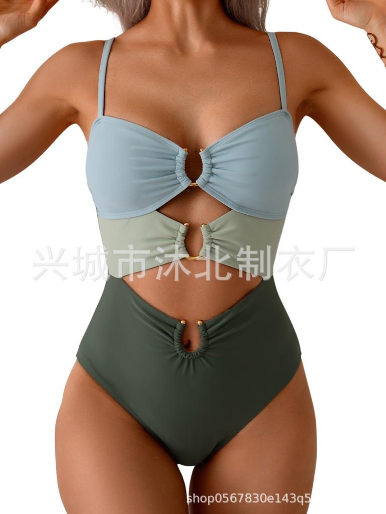 Women's One-piece Swimsuit, Button-down Bikini Sexy Swimsuit, Hollow Swimsuit.