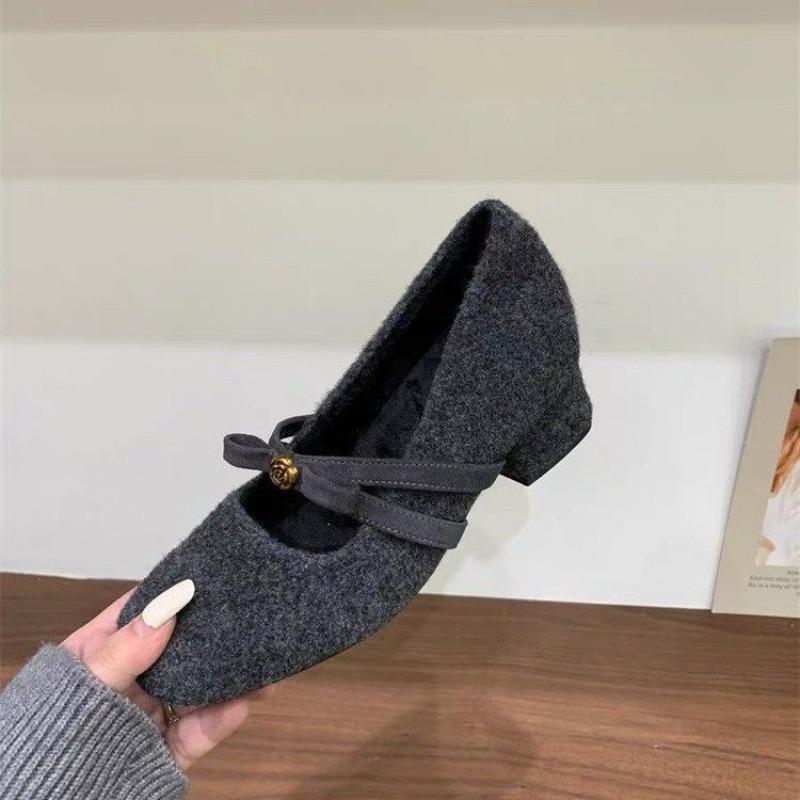 New Style Winter and Autumn High-heeled Vintage Cotton Shoes for Women