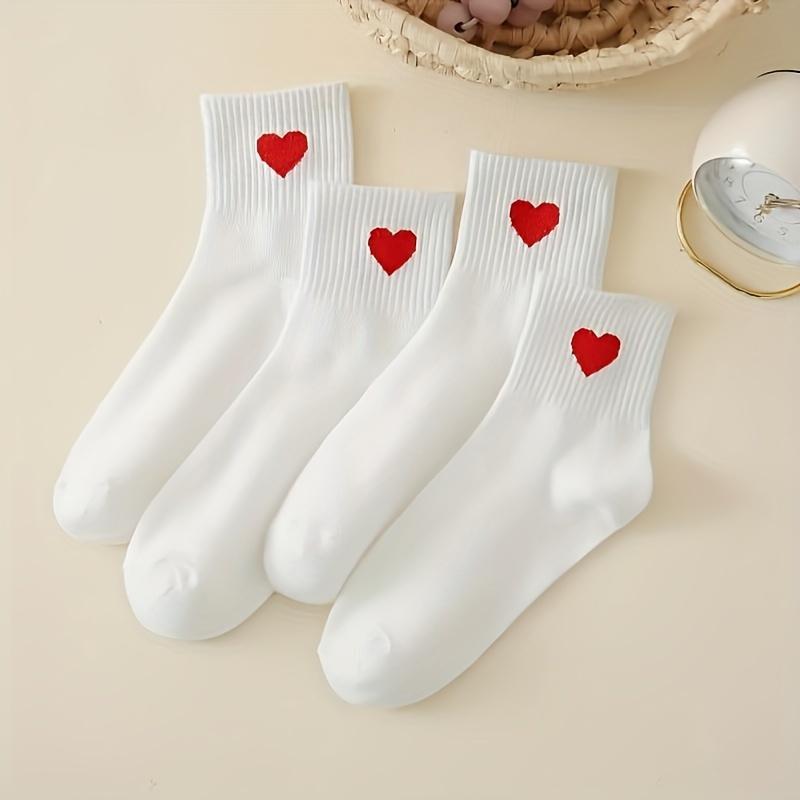 5 Pairs of Women'S Low-Top Socks, Ideal as Valentine'S Day Gifts, Sweat-Absorbent, Fashionable Heart-Shaped, Comfortable, Breathable