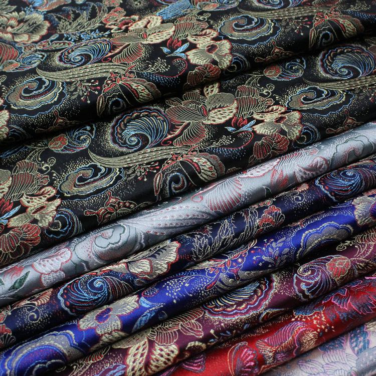 Silk Jacquard Brocade Fabric for Chinese Qipao, Doll Clothes, Hanfu, and Mongolian Robe Decoration