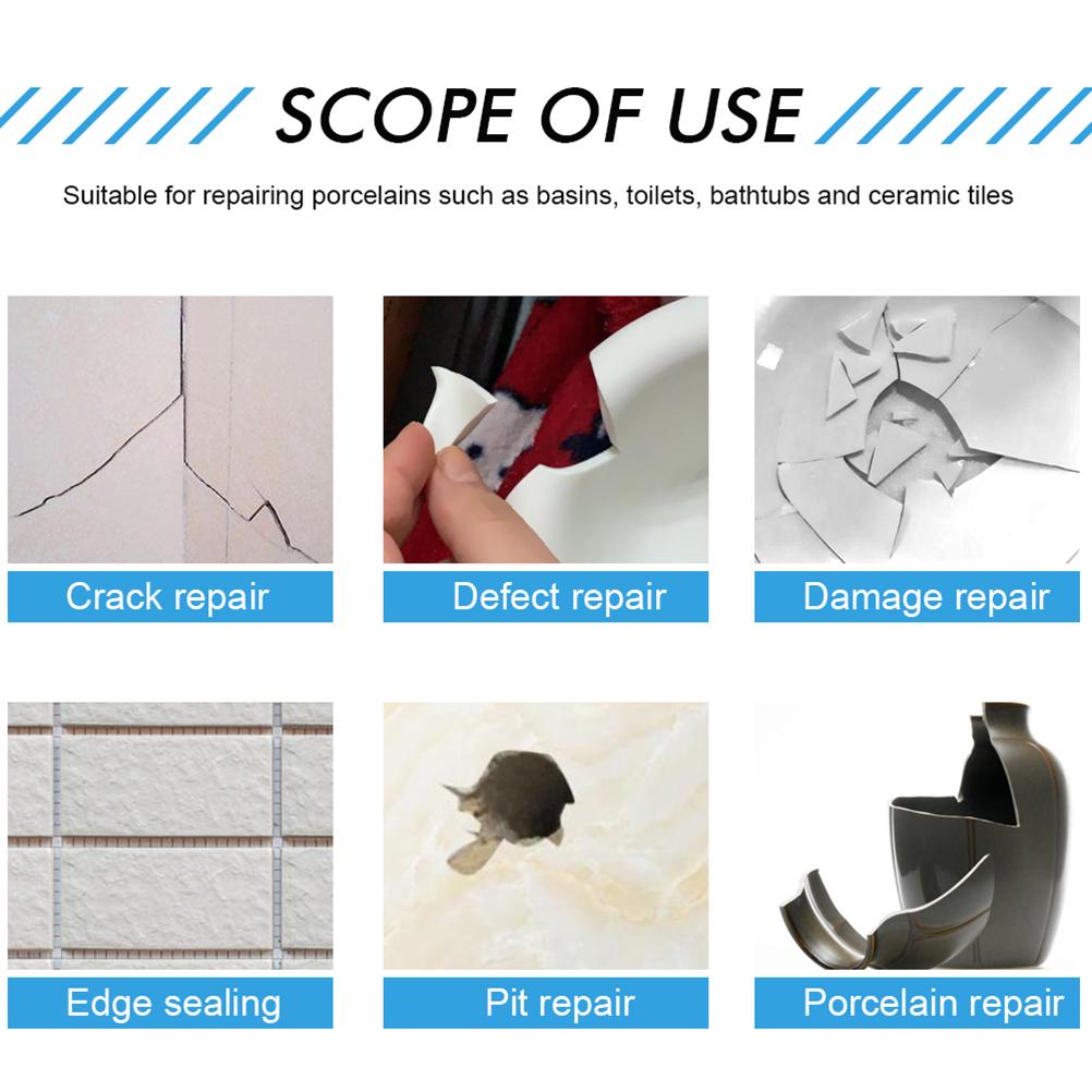 

Tub Tile Repair Kit Porcelain Crack Chip Ceramic Floor Repairing Cream Paste Tub Tile and Shower Repair Kit белый