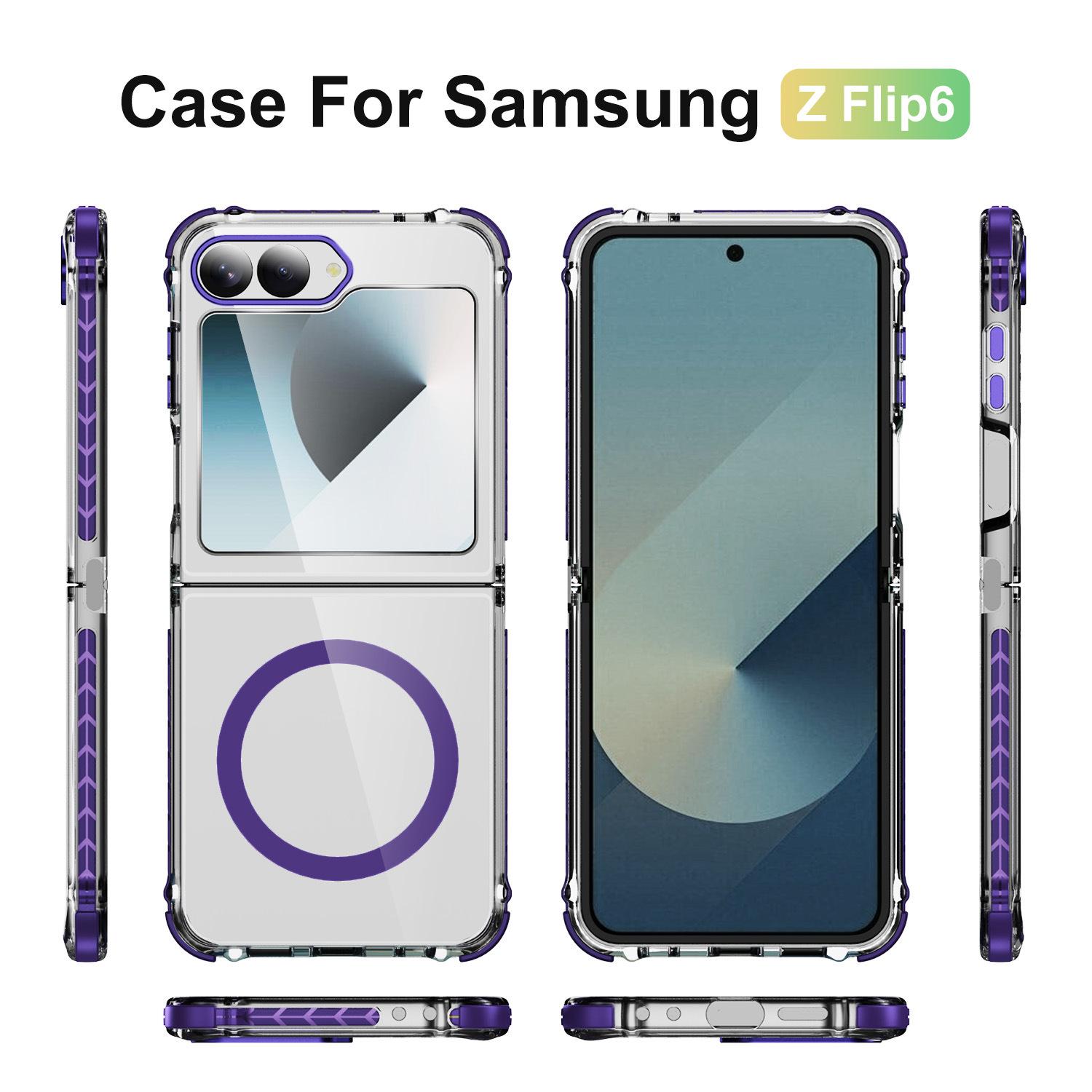 

В наявності для Z Flip6 Чохол для телефону Samsung Магнітна адсорбція, Прозорий чохол для телефону, що складається, із захистом від відбитків пальців S23