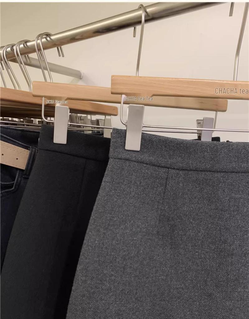 Woolen High-Waist A-Line Skirt for Women - Spring/Autumn Lace Patchwork Short Skirt