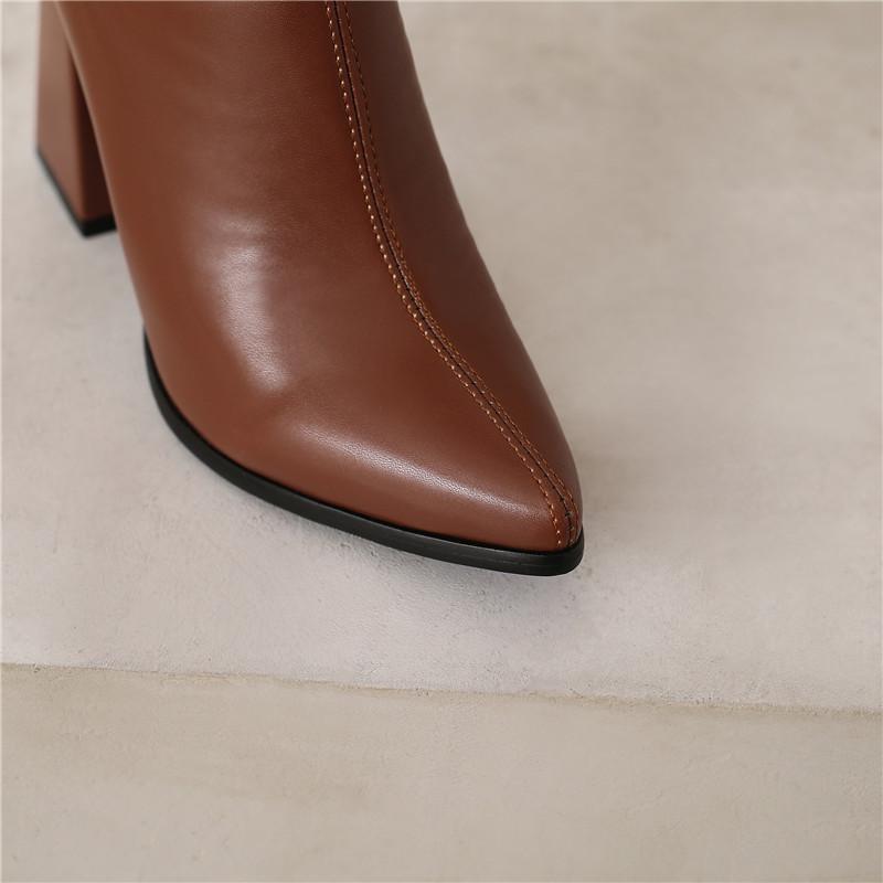 Women's High Heel Boots Autumn and Winter New Simple Everything with Solid Color Thick Heel Large Size Over the Knee Boots