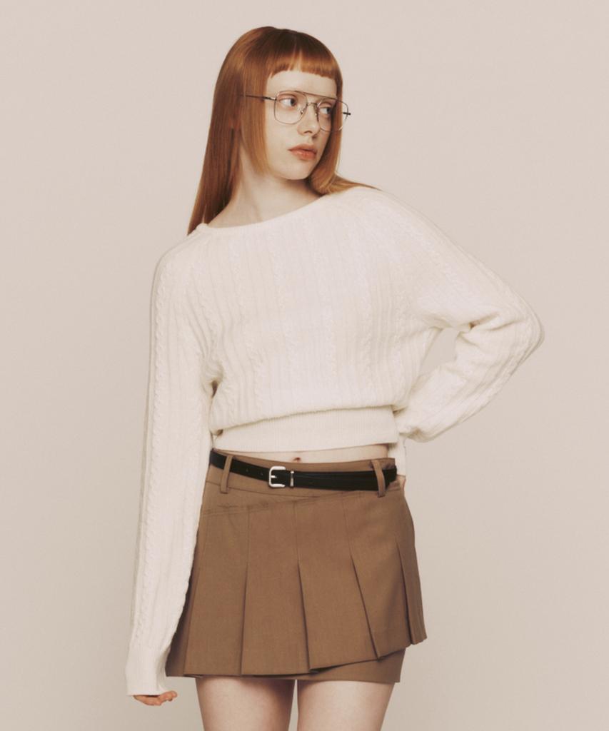 INSTANTFUNK Wool Cable Crop Knit