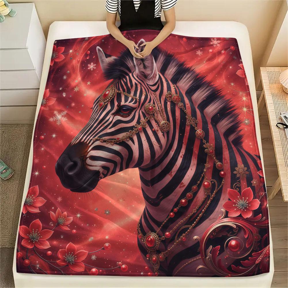 1Pc Mythicalcreatures Print Flannel Blanket, High Quality Comfortable for All Seasons, Home Decor, Warmth and Comfort, Perfect for Christmas Gifts