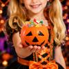 Halloween Pumpkin or - Handheld Candy Pail with Handle, Orange Decor for Party and Collection