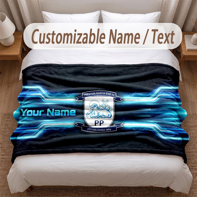 Preston North End Bedruckte Flanelldecke Mit Personalisierbarem Namen Text Weiche Warme Überwurfdecke Für Schlafzimmer Weihnachtsgeschenk