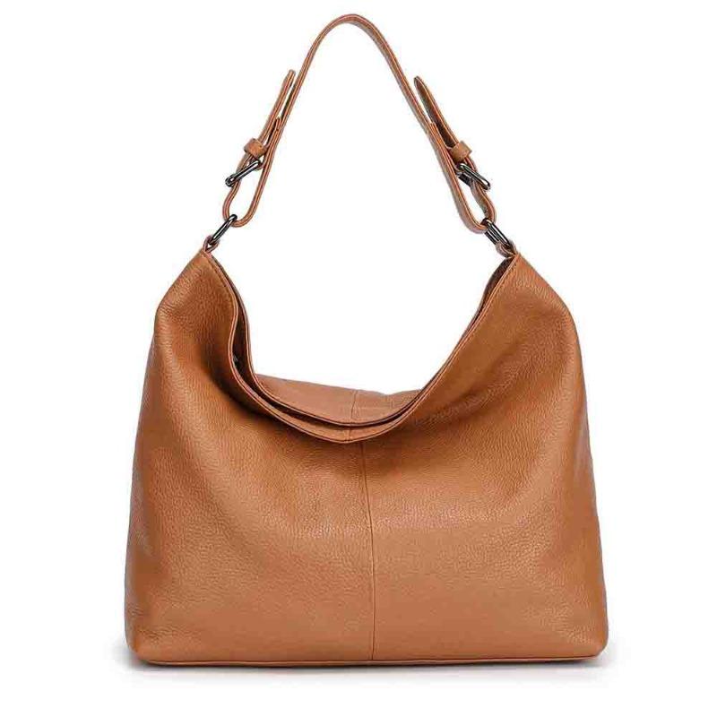 Large Capacity Homeless Bag Folded Shoulder Bag Soft Cowhide Handheld Commuter Bag Hobo Bag