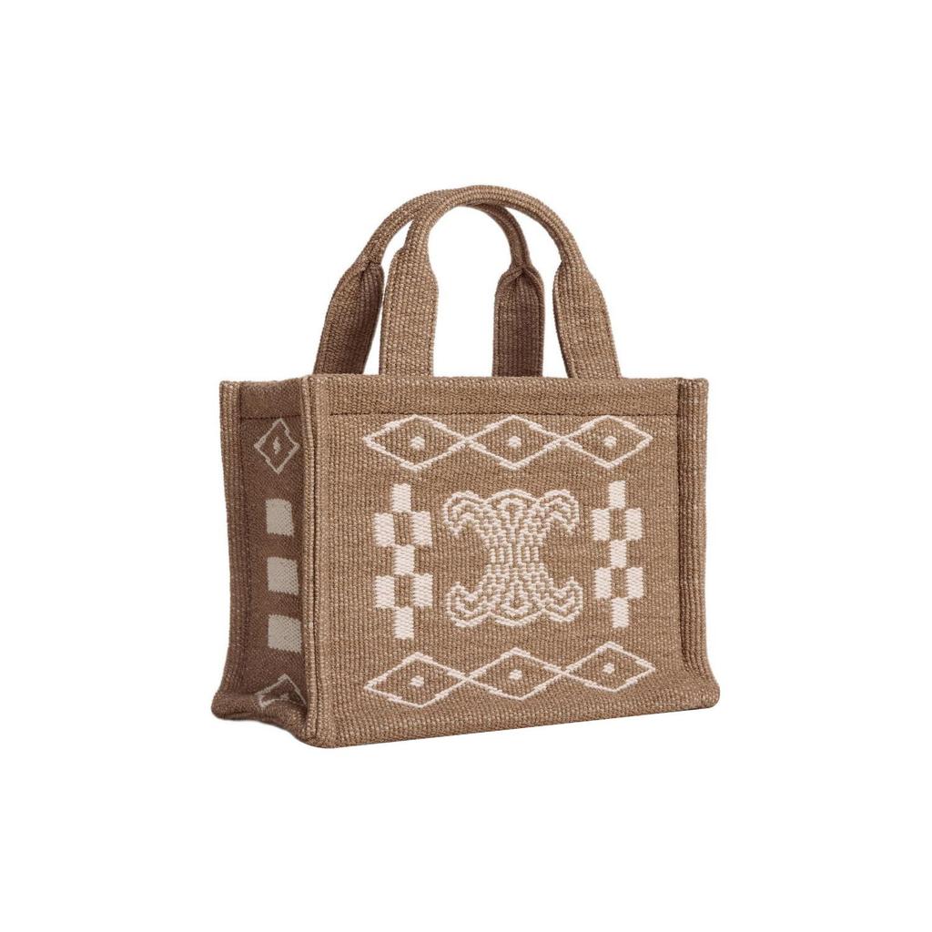 Celine Cabas Large Logo Print Fabric Leather Tote Bag Women tote Beige White 199162ECC-02NW
