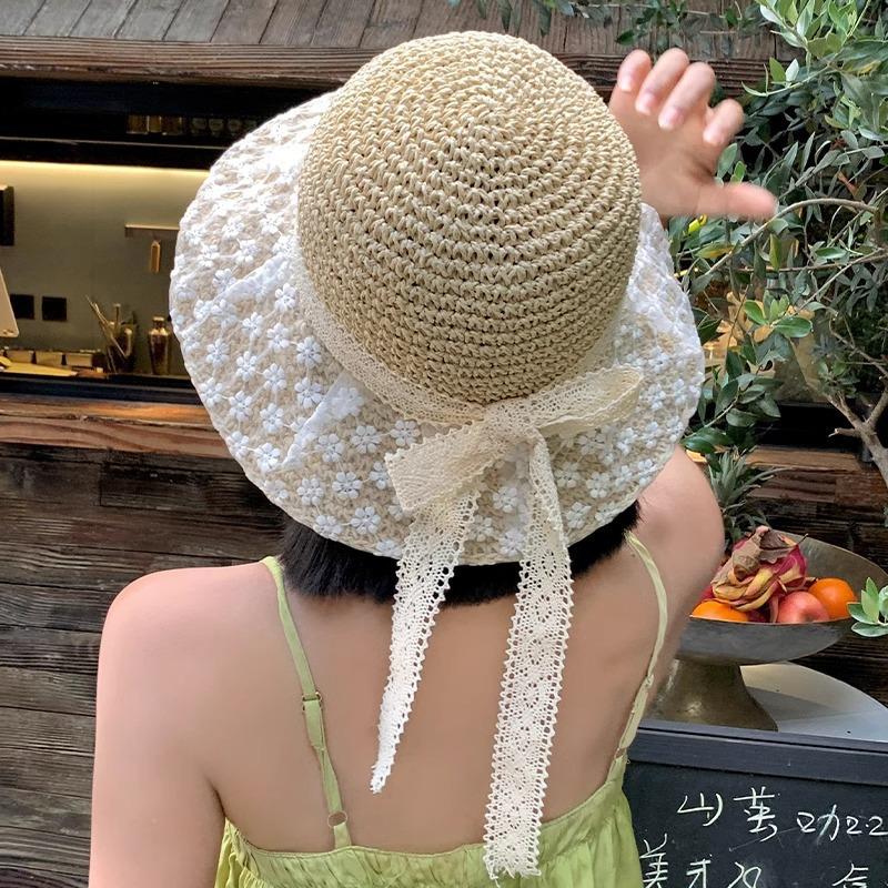 Summer Washable Folding Hat Women's Large Brim Sunscreen Sun Hat Women's Vacation Large Edge Cool Hat