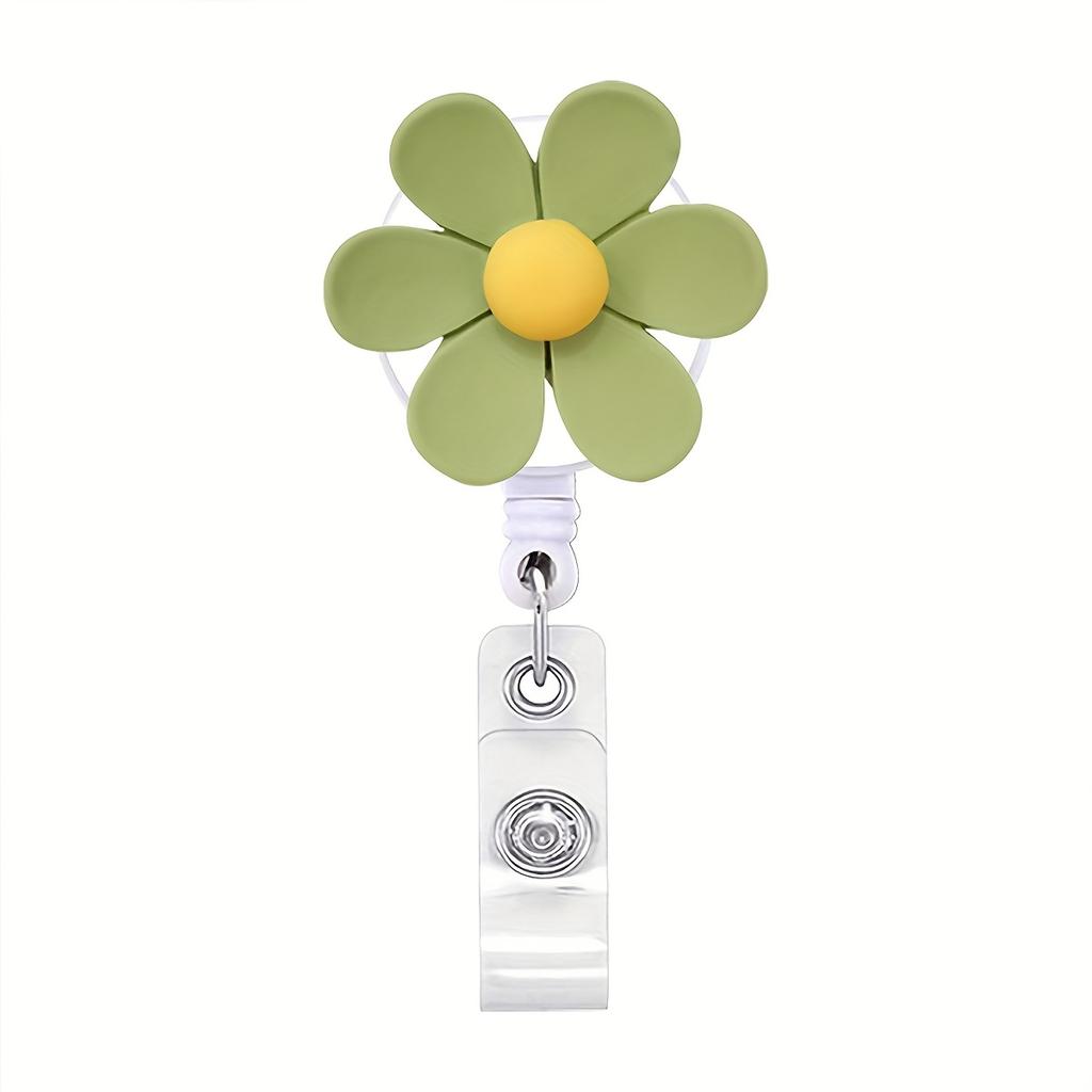 2D 1pc Colorful Flower Pull Tab Retractable Badge Reel for Doctors, Nurses, Students, Office Use, ID Holder