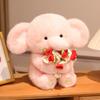 Cute Flower Holding Elephant Plush Toy Soft Stuffed Animal Doll Kids Birthday Valentines Day Gift Home Decor Fluffy Plushie