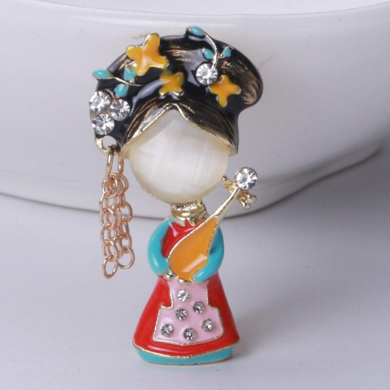 

Эмалированные булавки Blucome, китайская красивая женская брошь-лютня, персонализированная брошь для женщин и мужчин, рождественский подарок красный