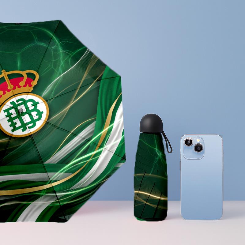 Real Betis Football Pattern Printed Mini 5 Folds 8 Ribs Compact Umbrella Windproof Waterproof Lightweight Portable Folding