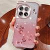 OnePlus Turbo6 ACE6 Phone Case: Electroplated Transparent Cover with Rhinestones and Floral Design