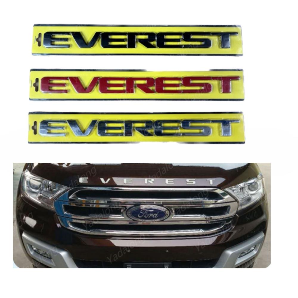 AJF1 3D Hood Emblem Logo Letters Sticker With Glue Chromium Styling Chrome Red White Mate Black Fit For FORD EVEREST