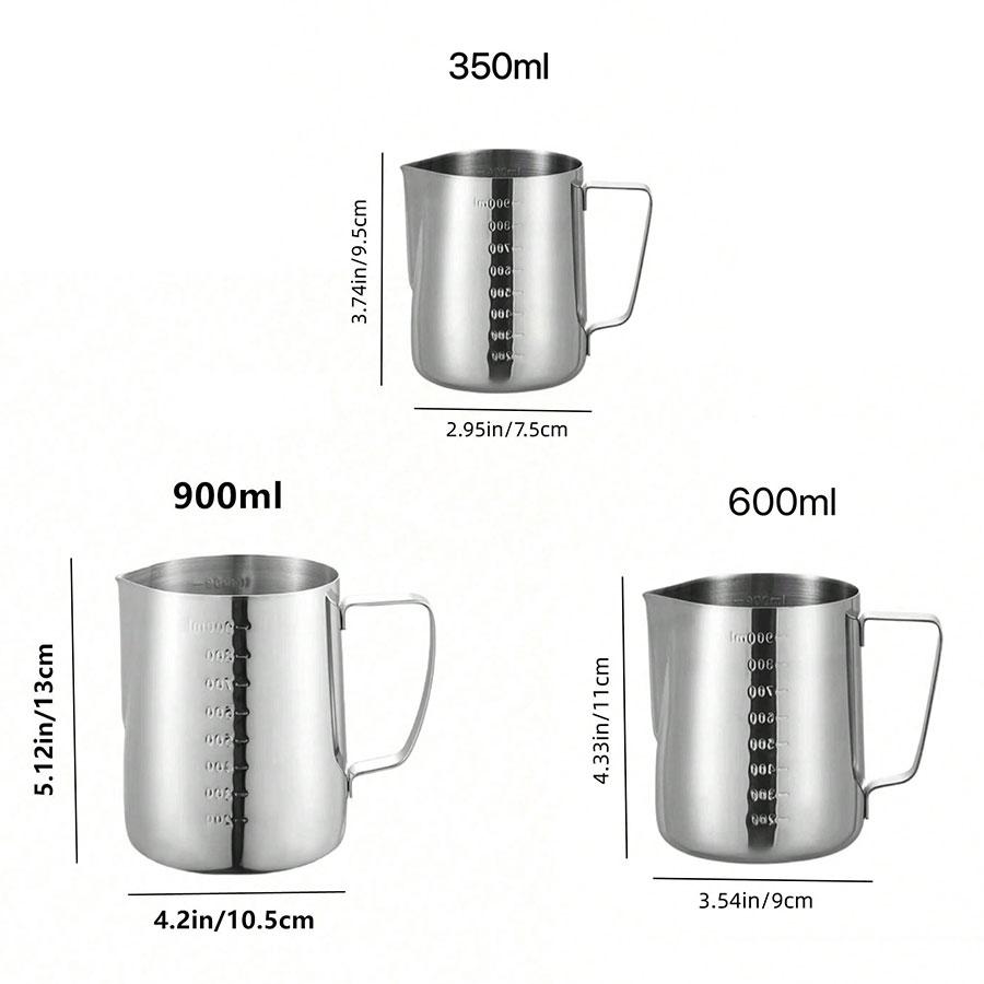 Stainless Steel Milk Frothing Jug Silver Frother Coffee Latte Container Metal Pitcher Barista Cup