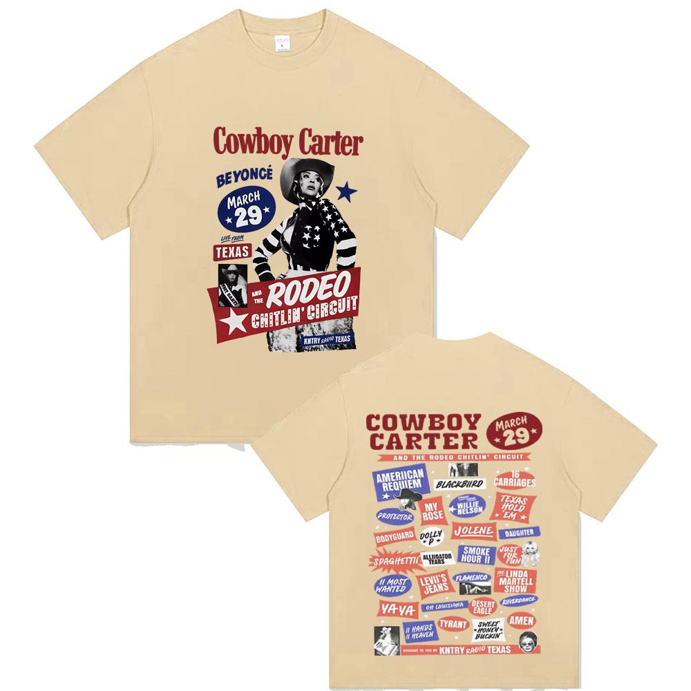 Singer Beyonce Cowboy Carter Graphic Tshirt Unisex Women Fashion Vintage Oversized Streetwear Summer Male Casual Cotton T Shirts
