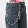 European/American Fashion Double-Layer Hip Hop Handmade Skull Pendant Waist Chain for Trendy Clothing.