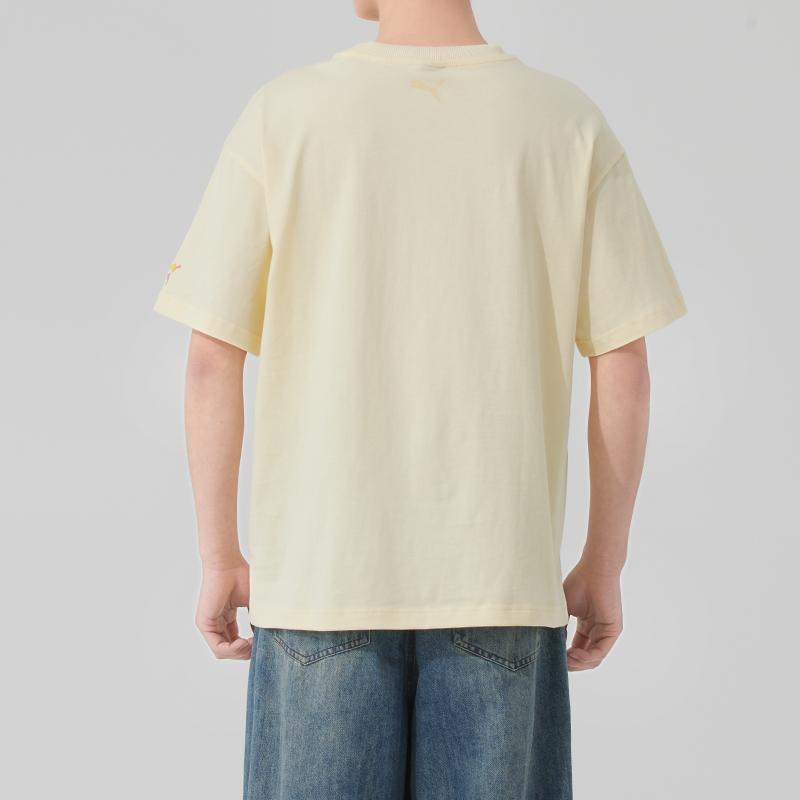 Puma Breathable Fashion Casual Short Sleeve T-Shirt Men Tops Light-Yellow 632983-33