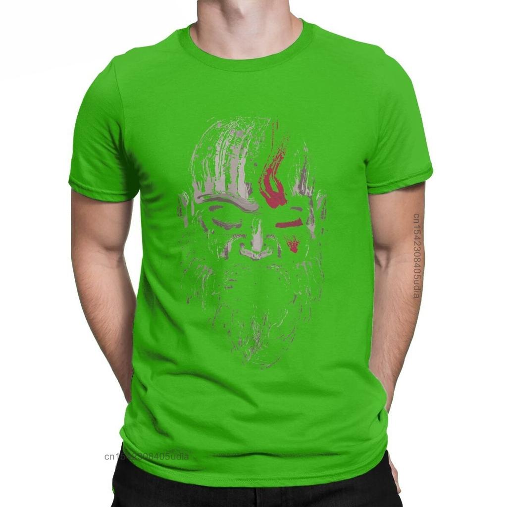 Warrior Kratos Tshirt For Men Vintage Pure Cotton Graphic T Shirts God Of War Short Sleeve Clothing Graphic Printed Tops