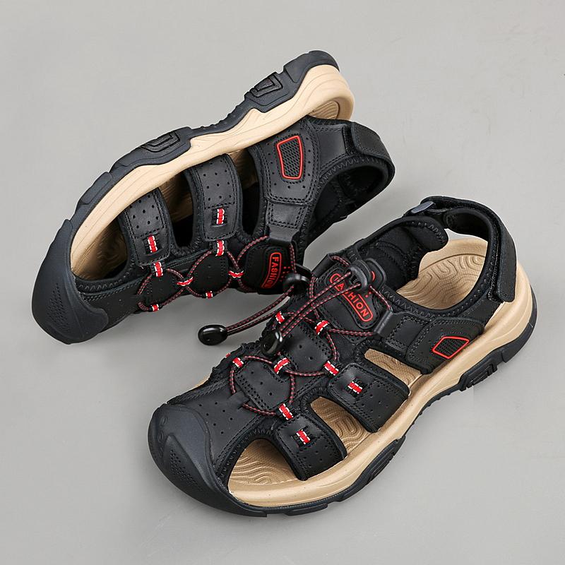 Men's Genuine Leather Sandals Brand Beach Sandal Summer Male Outdoor Casual Lightweight Sandal Fashion Sneakers Large Size 38-46