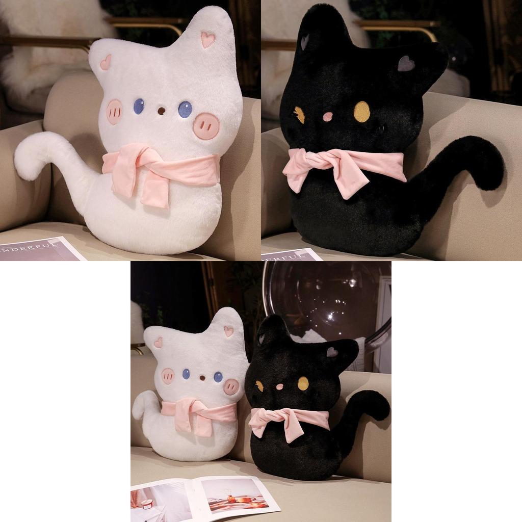 Adorable Plush Black Cat Stuffed Toy Soft And Cuddly Cartoon Kitty Pillow Gift