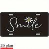 Elegant Black White Daisy Flower License Plate 5.9x11.8in for Car SUV Truck, Aluminum Auto Tag, Scratch-Resistant, Gift for Drivers