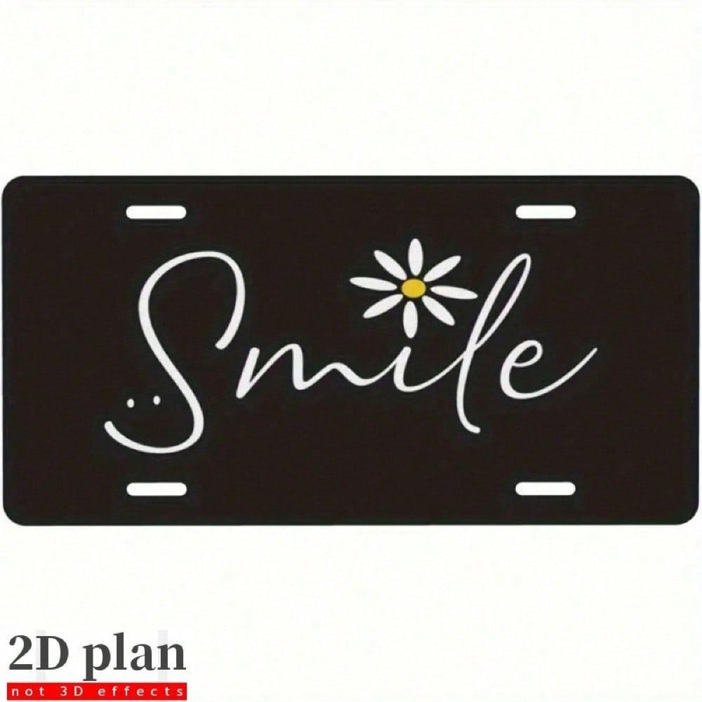 Elegant Black White Daisy Flower License Plate 5.9x11.8in for Car SUV Truck, Aluminum Auto Tag, Scratch-Resistant, Gift for Drivers