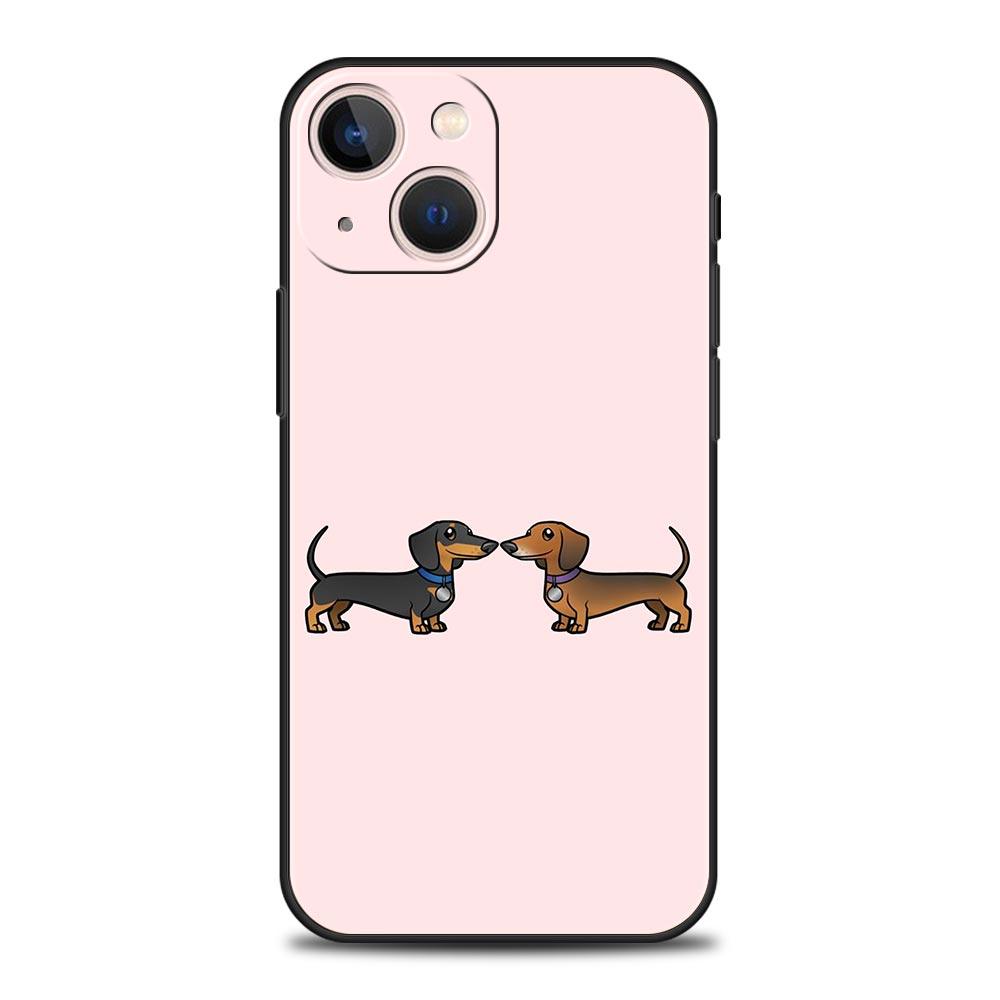 Dackel Würstchenhund Luxus Handyhülle Für Apple iPhone 16 11 15 14 Pro MAX 12 13 7 8 Plus X XR XS SE Silikon Schwarze Hülle