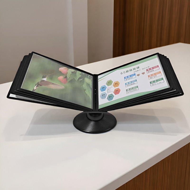 2026 A4 Horizontal Rotating File Holder: Desktop Document Rack & Flip Folder