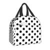 Black and White Polka Dots Lunch for Women | Portable Insulated Thermal Cooler Lunch Box Work School Travel Picnic Bags, Oxford