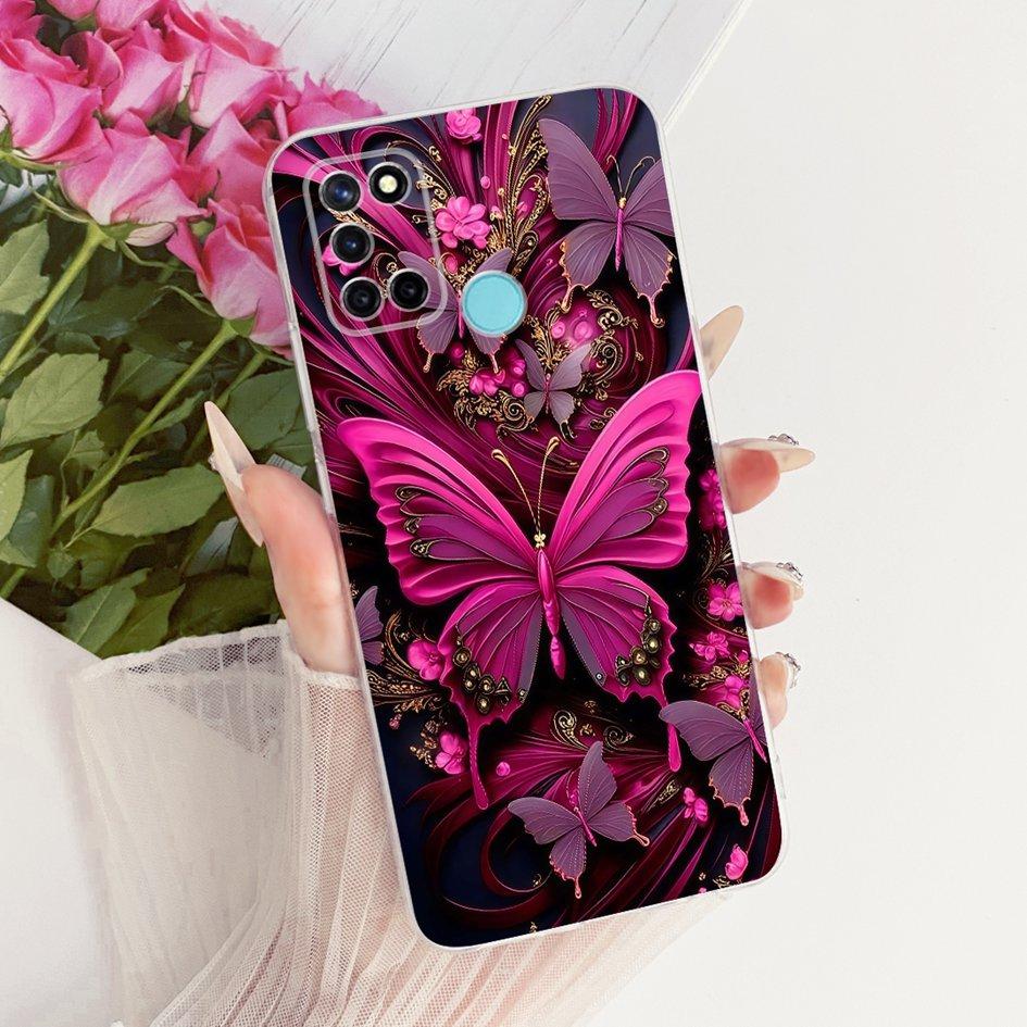For Realme C17 Case RMX2101 Popular Flower Transparent TPU Silicone Cover For Realme 7i RMX2103 Funda RealmeC17 C 17 Phone Shell