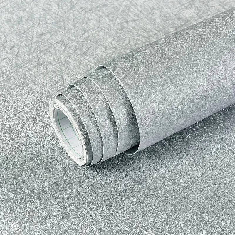 

40см DIY Шелковые Водонепроницаемые Обои Спальня Гостиная Фоновая Наклейка на Стену Современные Однотонные Самоклеящиеся Обои Дом 40cmX3m серый
