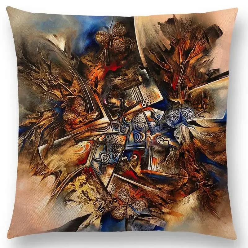 Nowy d Nadruk Wspaniały Abstrakcyjny Obraz Sztuki Tajemniczy Wir Geometria Rzeźba Poszewka na Poduszkę Samochodową Sofę Narzuta