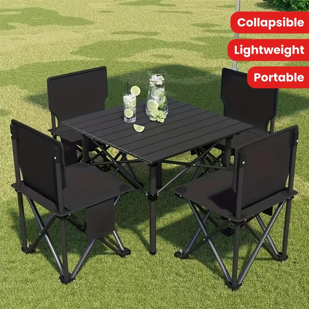 Portable Folding Camping Table for Outdoor Picnic - Lightweight Collapsible Roll-Up Metal Iron Table