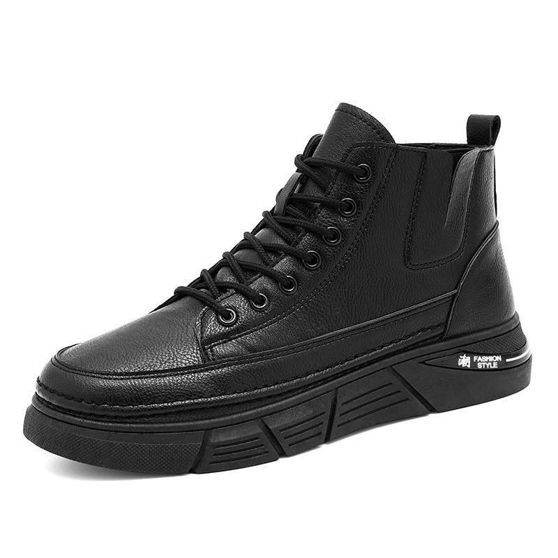 New Men's Martin Boots Men's High Top Fashion Waterproof Big Head Short Boots Tooling Boots Leather Boots