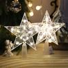 Glitter Star Christmas Tree Topper with LED Light Decor Xmas Tree Top Ornament