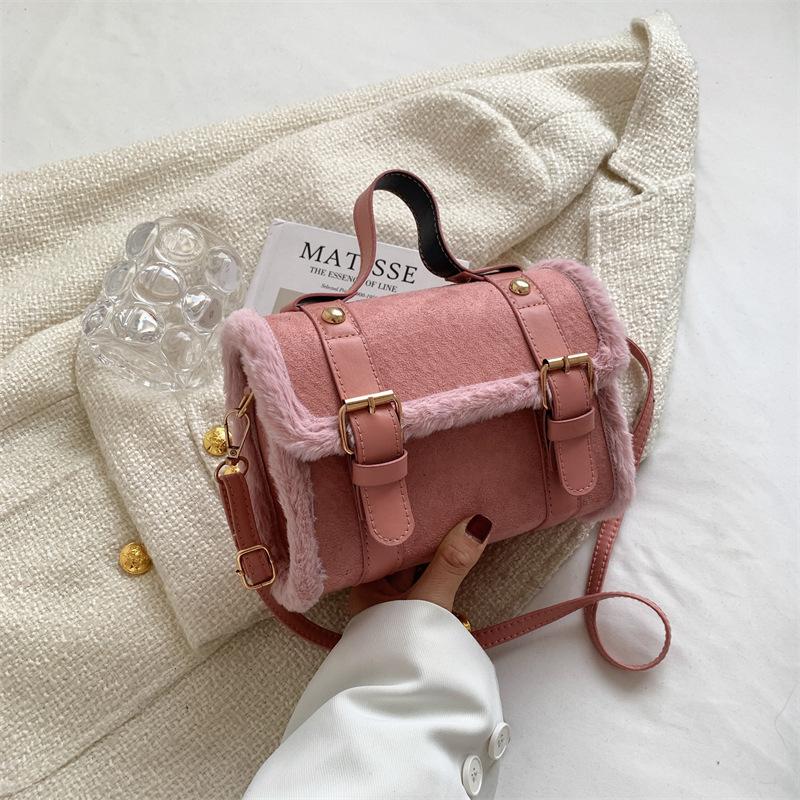 Bag Women's 2025 New Fashion Retro Plush Cylinder Handbag Women's Trend Shoulder Bag Crossbody Bag