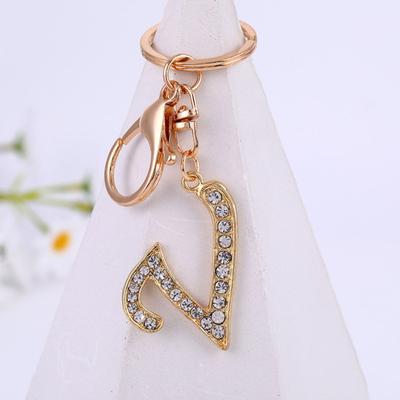Key Chain 26 Letters Rhinestone Unisex Compact Long Lasting Key Ring Bag Decoration