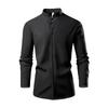 Men's Korean Version Slim-fit Fashion Stand-up Collar Trendy Elastic Long-sleeved Shirt Shirt Casual Solid Color Cardigan
