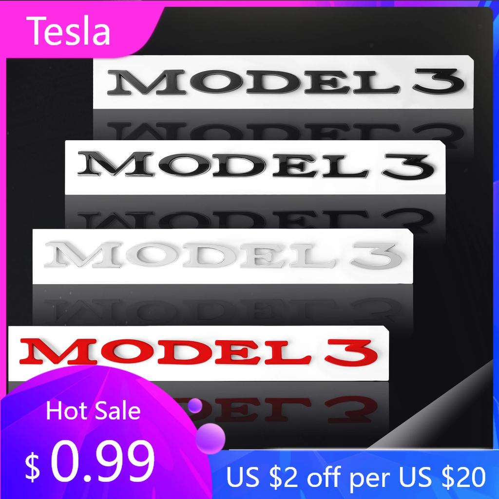 Autoaufkleber 2025 Neues Tesla Auto Umbau Zubehör ABS Auto Kofferraum Karosserie Motorhaube Emblem Logo Hinterer Aufkleber Für Tesla Model 3 Schlecht